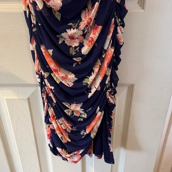 Lulu’s Springtime Bliss Navy Blue Floral Print Mesh Bodycon Mini Dress - Picture 6 of 7